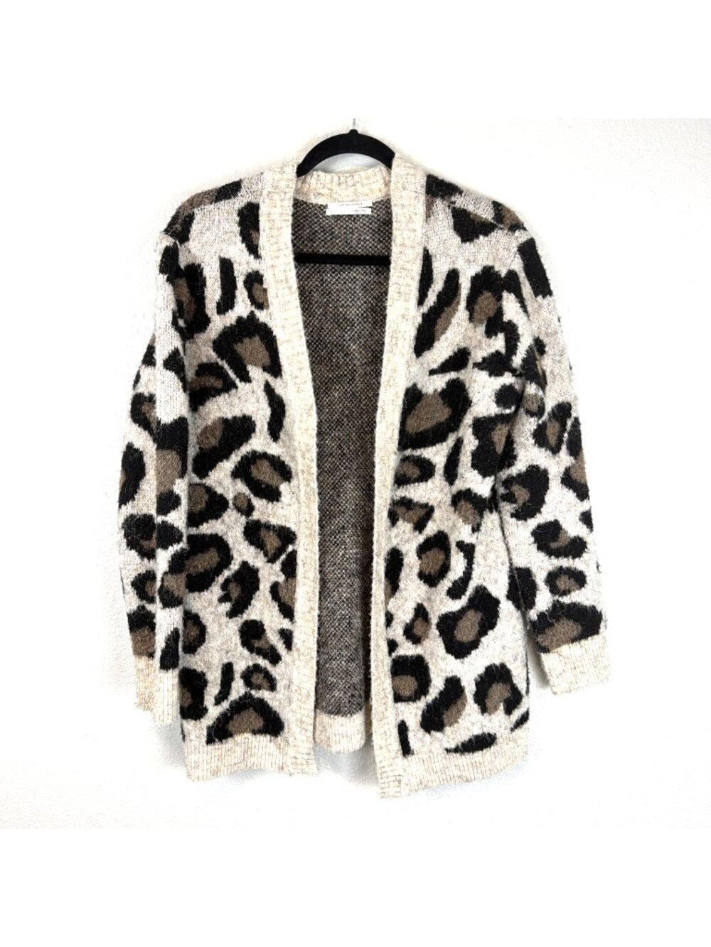 Anthropologie Leopard Print Open Cardigan Sweater Womens Small Cozy Knit